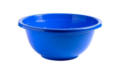 Isolated vibrant blue plastic bowl with a rounded design and a glossy finish