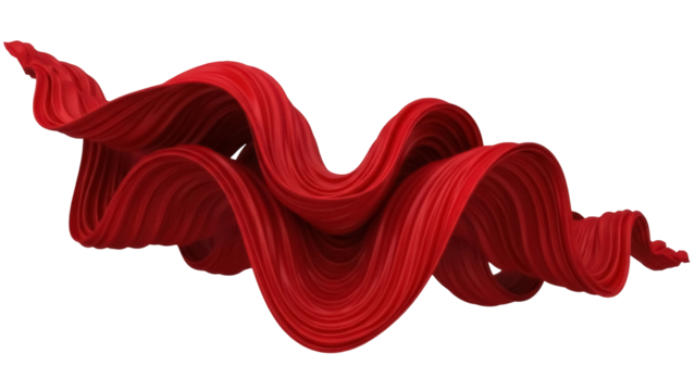 Dynamic red fabric flowing isolated PNG, elegant cloth wave on transparent background for fashion design and artistic compositions - Powered by Adobe