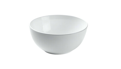 A simple, white, empty bowl with a glossy finish against a black background