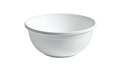 A clean, white, empty, rounded bowl, likely for serving or mixing. Clean and minimal