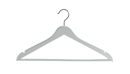 A grayscale, simple illustration of a wooden clothing hanger against a black background