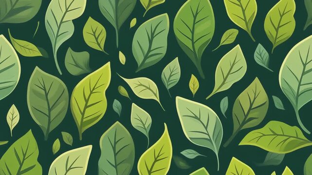 Organic leaf-shaped patterns forming seamless background loop.