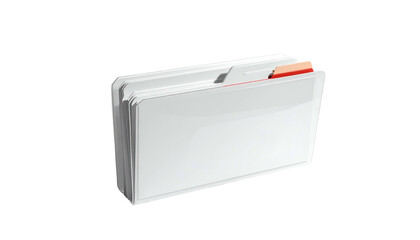 A brightly lit, 3D rendered file folder with orange divider tab on a black background