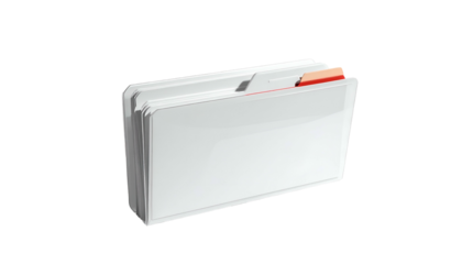 A brightly lit, 3D rendered file folder with orange divider tab on a black background