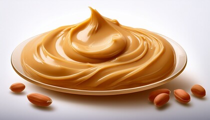 a single elegant swatch of peanut butter on a white background with soft color gradients and a subtle sheen to highlight the texture and glossiness of the spread