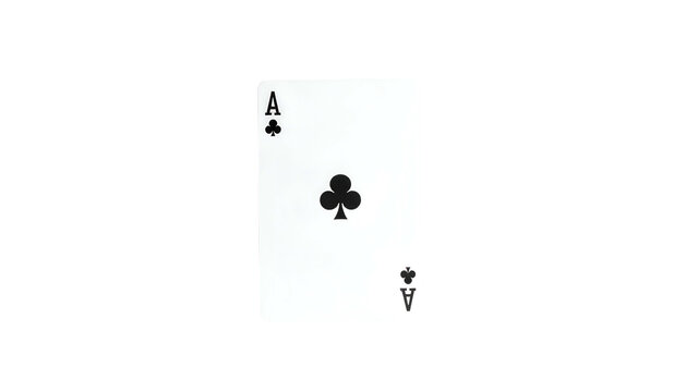 A solitary Ace of Clubs playing card against a stark black background
