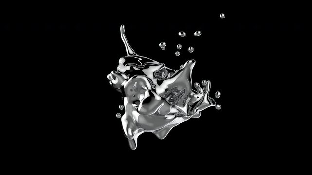 Liquid metal drop changing shapes and flowing