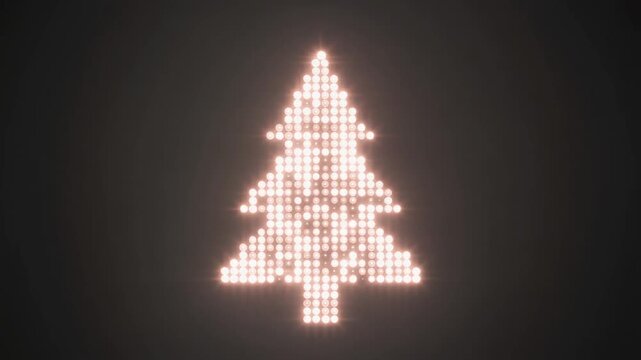 A glowing pixelated Christmas tree against a dark background, evoking a retro digital aesthetic.