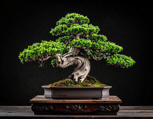 Bonsai en maceta lujosa y adornada 