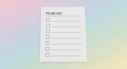 Blank to-do list on colorful background for organization and planning