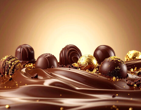 Mar de chocolate con bombones 