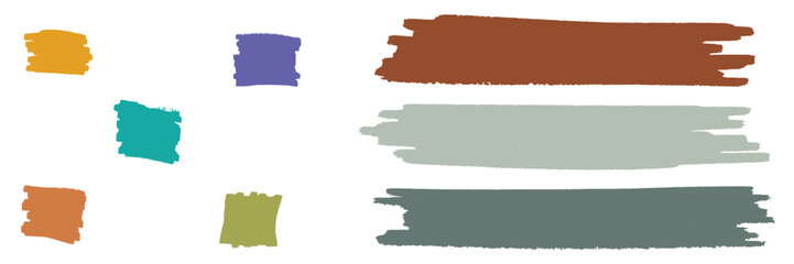 Colorful Grunge square and rectangle shapes on white background, Hand drawn Box brush stroke background, Text box frame, Grunge borders Vector illustration