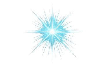 Fototapeta premium Bright blue light emitting starburst rays and glowing sun flare effect with transparent background