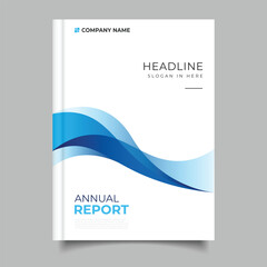 Abstract blue business flyer annual report cover template wavy design