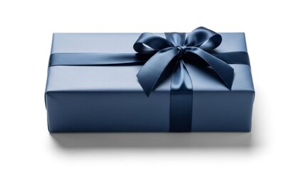 Elegant navy blue gift box with satin ribbon and bow for special occasions