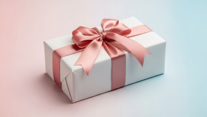 Obraz premium Elegantly Wrapped Gift Box with Satin Ribbon and Bow for Celebrations