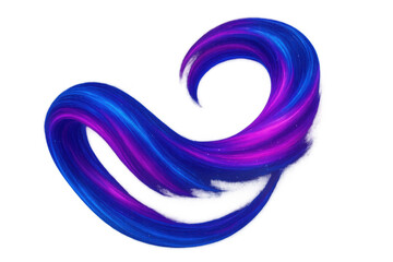 Abstract vibrant paint stroke forming a heart shape. Glowing purple and blue light trails creating a dynamic flow on transparent background