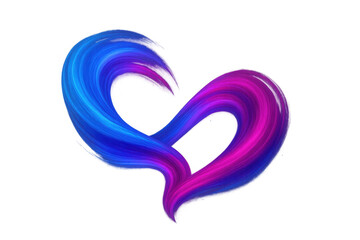 Fototapeta premium Abstract heart shape forming with vibrant blue and pink paint strokes creating a gradient art concept