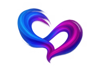 Abstract heart shape forming with vibrant blue and pink paint strokes creating a gradient art concept