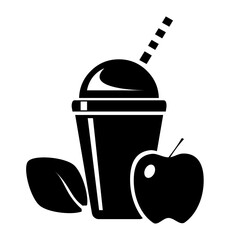 Healthy Smoothie Drink Black Icon Vector Healthy Lifestyle Concept