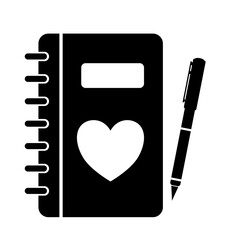 Journaling notebook with pen for mindfulness Black Icon Vector Concept for wellness and self-therapy