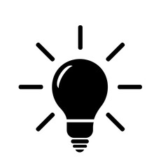 Light bulb Black Icon Vector - Concept for creativity, new idea, and innovative thinking