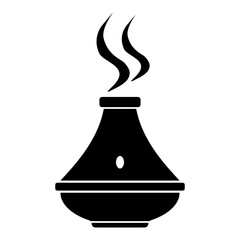 Aroma Therapy Incense Dispenser Black Icon Vector Scented diffuser for relaxation and wellness.