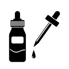 Scented Oil Aromatherapy with pipette Black Icon Vector - Concept for balance, calm, relaxation