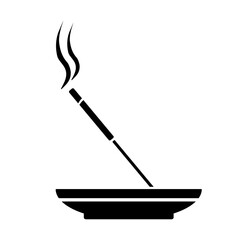 Burning Incense Stick Black Icon Vector Scented sticks for relaxation and wellness concepts