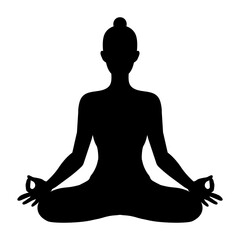 Woman Doing Yoga Black Icon Vector Female doing exercises for meditation and wellness