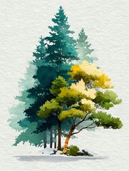 Harmonious watercolor woodland expressing timeless organic calm