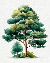 Subtle layers of watercolor trees merging in calm natural rhythm