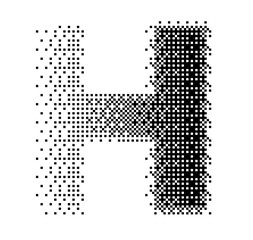 Abstract halftone typography forming the letter H using black and white dots. Modern dotted type design ideal for posters, branding, editorial layouts, typography art, and creative graphic projects.