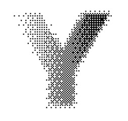 Abstract halftone typography forming the letter Y using black and white dots. Modern dotted type design ideal for posters, branding, editorial layouts, typography art, and creative graphic projects.