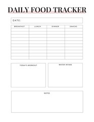 Daily Food Tracker Printable | Daily Meal & Nutrition Log Template | Clean Minimal Food Tracking Planner Page