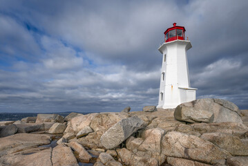 lighthouse, rock, stone, rocky, sea, ocean, seascape, landscape, Atlantic, Peggy&rsquo;s Cove, Nova Scotia, scenic, building, exterior, tranquility, horizon,  Canada, coast, coastal, coastline, idyllic, pic