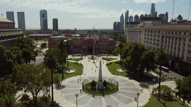 Aerial. Casa Rosada and City Streets