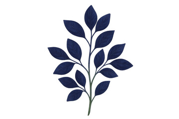 Obraz premium Drawing a dark blue plant branch with many leaves, an isolated botanical element featuring natural flora