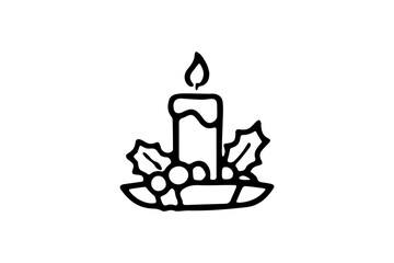 Christmas Candle Holiday Vector Icon