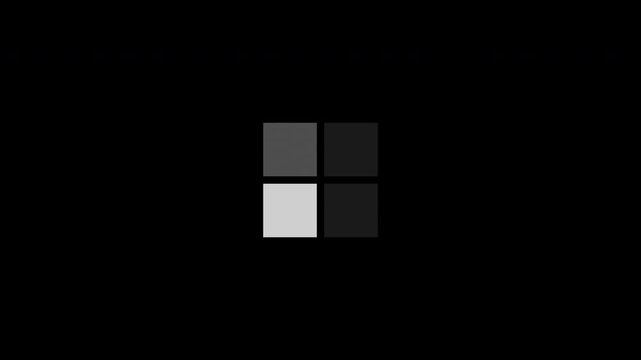Minimalist Four Square Loading Icon Animation, Modern Flat white Grayscale Progress Indicator with black background