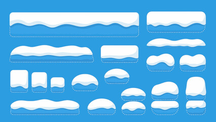 Variety of white cloud shapes on blue background for design