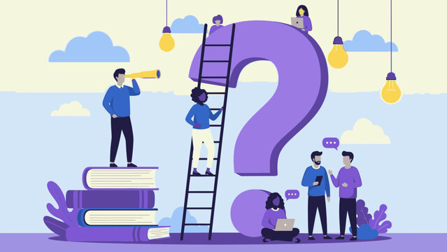 People seeking answers and knowledge in a creative workspace