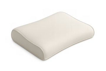 Orthopedic memory foam pillow providing ergonomic neck and head support for comfortable sleep, isolated with transparent background