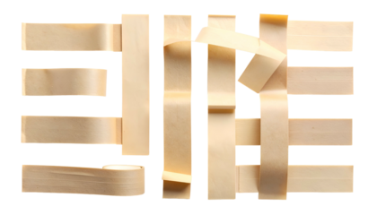 Light wooden strips arranged in a grid-like pattern against a stark black background