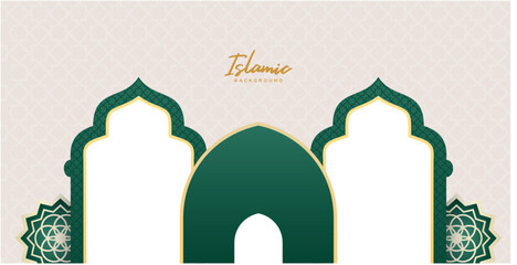 Islamic Banner with Dome Arch Mosque Decoration Stage Background Template