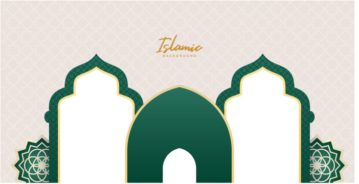 Islamic Banner with Dome Arch Mosque Decoration Stage Background Template