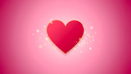 Express your love with this elegant red heart illustration on a pink gradient background, perfect for Valentine's Day promotions, heartfelt greeting cards, and romantic designs