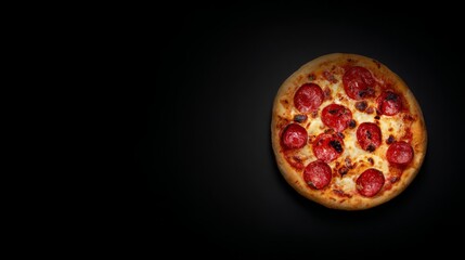 pepperoni. Freshly baked pepperoni pizza with melted cheese, restaurant promotional concept. representing modern convenience.

