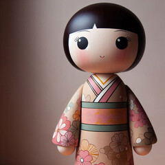 花柄の着物を纏ったモダンで愛らしい創作こけし