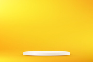 Yellow background vector 3d with White podium Space for selling products on the website. Abstract wallpaper design with copy space to display your products. Vector illustration.